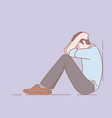 business man employee lean on wall stress vector image