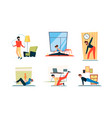 home gymnastics healthy lifestyle people making vector image vector image