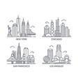 set of linear icons usa cities vector image