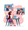 video call group chat to family friends computer vector image