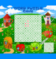 word search puzzle game cartoon fairytale houses vector image