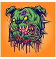 angry bulldog zombie head vector image vector image