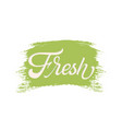 hand drawn lettering fresh on a paint brush stroke vector image