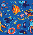 marine seamless pattern with cute creatures vector image vector image