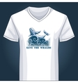 v neck shirt template with jumping whale vector image vector image