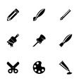 black art tool icons set vector image