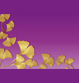 gold frame of ginkgo biloba leaves on purple vector image