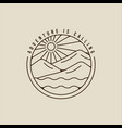 mountain and lake logo line art simple minimalist vector image