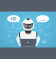 robot uses laptop computer vector image vector image