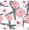 exotic tropical palms and hibiscus flowers vector image
