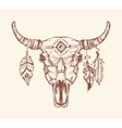 aztec tribal buffalo skull t-shirt print vector image