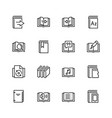 ereader interface related icon set in thin line vector image