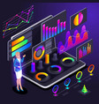 isometry of a business lady indicates vector image