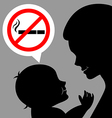 mom and baby with a prohibiting smoking sign vector image vector image