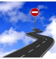 road red stop sign and blue sky vector image