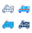 ambulance icon set in flat and line style vector image