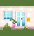 house facade front view home cottage building vector image