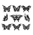 set of tattoo with abstract flaming butterfly vector image