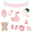 newborn baby icons set vector image
