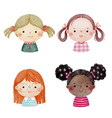 set of watercolor little girl faces 2 vector image vector image