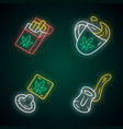 weed products neon light icons set cbd cigarettes vector image