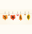 autumn sales banner with leaves on rope vector image