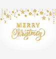 merry christmas hand written lettering golden vector image