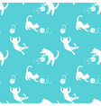 seamless pattern with cute playing cats on yellow vector image
