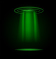 green rays light from circle ufo spaceship vector image
