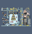 happy new year and merry christmas winter city vector image vector image