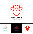 love pet or heart paw logo template vector image