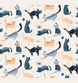 seamless pattern with cute cats in simple vector image