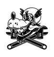 wolf racer with crossed wrenches design vector image