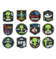 aliens ufo area and space shuttles icons vector image vector image
