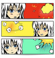 girl face banners manga cartoon anime vector image vector image