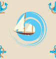 pattern 0103 sailing ship wave and an anchor vector image
