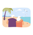 senior couple relaxing on beach flat vector image