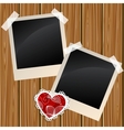 blank photos on a wooden wall vector image vector image