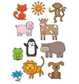 cartoon animals printable set vector image