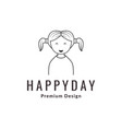 cartoon girl happy with hair tied logo design vector image