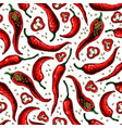 chili pepper hand drawn seamless pattern vector image