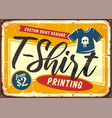 t shirt printing service shop sign vector image vector image