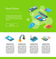 isometric online education icons template vector image