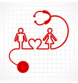 stethoscope make malefemale and heart symbol vector image