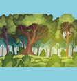 cartoon forest landscape with deciduous trees vector image