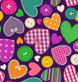seamless pattern of heart patchworks and buttons vector image
