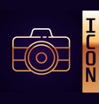 gold line photo camera icon isolated on black vector image