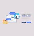man chatting with chatbot robotic assistant vector image vector image