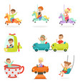 children having fun in an amusement park set vector image