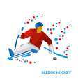 disabled sledge hockey player with sticks on ice vector image